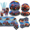 Obussgar Monster Truck Geburtstag Party Dekorationen - Monster Truck Party Supplies einschließlich Teller, Tasse, Serviette, Strohhalme, Tischtuch (20)