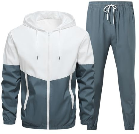 Battnot Jogginganzug Herren Atmungsaktiv Trainingsanzug Sportanzug Hausanzug 2-Teilig Sportbekleidung Trainingsanzug Herren Hoodie Mit Kapuze Langarm Fußball Sporthose Hoodie Hose für Gym Tracksuit