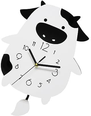 ABOOFAN Wanduhr in Kuhform Geräuschlos Dekorativ Große Zahlen Für Küche Und Schlafzimmer