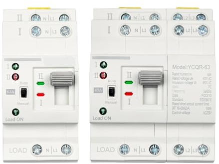 Interruptor de transferencia Automática Interruptor de transferencia automática de doble potencia ATS con riel DIN YCQR-63 2P 4P Interruptores selectores eléctricos Alimentación ininterrumpida 63 A(4P