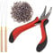 Hair Extensions Tools Kit,1 PC Red Hair Extension Plier for Removal, 500 Pcs Silicone Nano Micro Ring Beads, 2 Pcs Needle Threader for Professional Hair Extensions