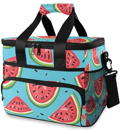 Kühltasche mit roter Wassermelonen-grüner Kühltasche, groß, isoliert, Picknick-Kühltasche, 15 l, 24 Dosen, wasserdichte Thermotasche für Erwachsene, Männer, Frauen