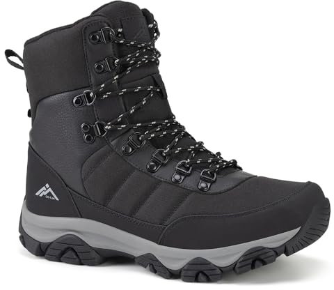 CC-Los Herren Winter-Wanderschuhe | Wasserdichte Thermostiefel mit Segmentisolation & warmer Fellfutter | Für Schnee & Wanderungen | Schwarz | Größe 40-48