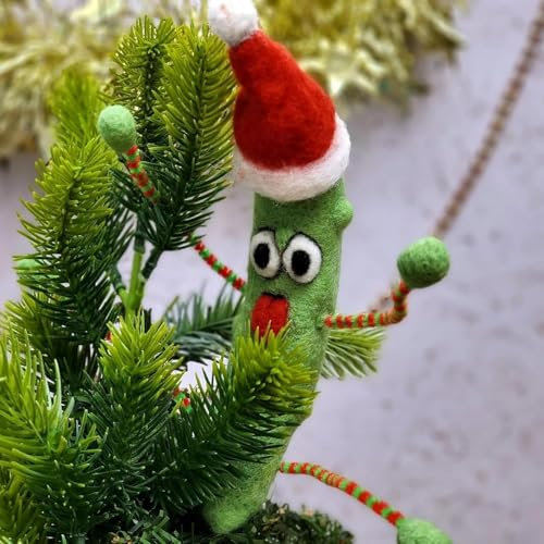 Pickle Christmas Tree Topper, Gurke Weihnachtsbaumspitze, Weihnachtsgurke klein, Weihnachtsgurke Christbaumschmuckgurke, Gurke Filz Weihnachtsbaum hängende Ornamente für Weihnachtsdeko