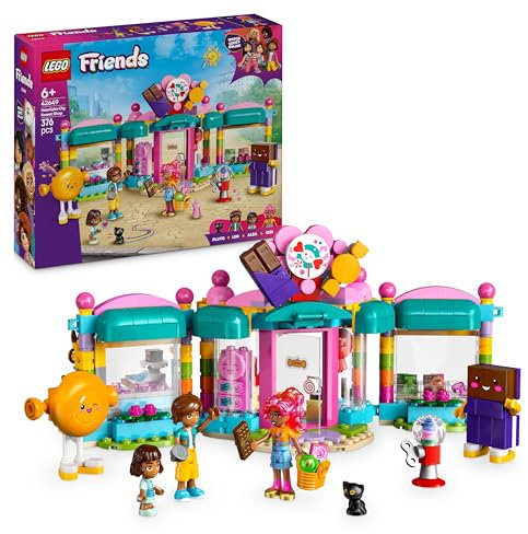 LEGO Friends La confiserie de Heartlake City - Jouet de Construction - Boutique de Bonbons avec 3 Mini-Poupées, 1 Figurine de Chat & Accessoires Friandises - Cadeau d'anniversaire Fille 6 Ans 42649
