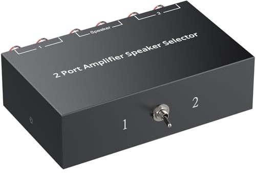 PROZOR Selector de Conmutador de Altavoz/Amplificador 2(1)-In-1(2)-out Selector de Amplificador Bidireccional con 1/2 Switch Conector Banana Chapado en Oro para Amplificadores y Altavoces Pasivos