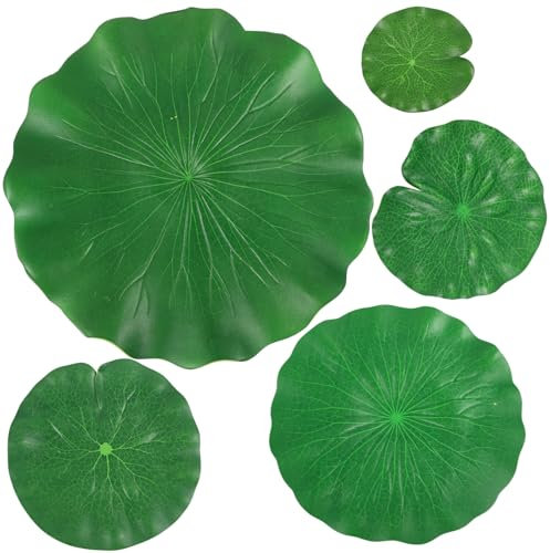 Happyyami 5st Simuliertes Lotusblatt-aquarium Künstliche Lotusblätter Lotusblattdekor Brunnen Lotusblätter Teichlotusblatt Teich Lotusblätter Simulation Lotusblätter Teichdekoration Green Pu