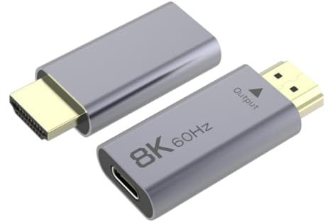 PremiumCord Adaptateur 8K USB-C vers HDMI F/M, HDMI 2.1, UHD 8K 4320p 60 Hz, 4K 2160p 144 Hz, HDR10+, HDCP 2.3, 48 Gbps, Boîtier en Aluminium, Gris Sidéral