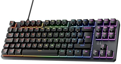 TECWARE Phantom+ 88-Key UK Layout RGB Mechanical Keyboard (Black) Wraith Brown Switch (Prelubed, 50g Tactile) Wired, Per key Colour & Lighting control
