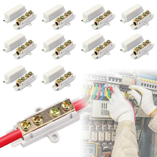 10 Stück Kabelverbinder Hauptleitungsabzweigklemme 100A 1000V Klemmblock Verbindungsklemme Reihenklemme Stoßverbinder Verteilerklemme für 2,5-16mm² Draht mit Doppelschrauben, für Haushalt & Industrie