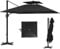 Outsunny 3.5x3 m Garden Cantilever Parasol with Solar LED Lights and Centre Light, UPF50+ Aluminium Patio Umbrella with 360° Rotation and Tilt, Hanging Sun Shade with Cross Base, Crank Handle, Black