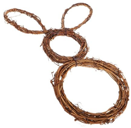 SOLUSTRE Rattan-Hasen-Kranz Für Frühlings-Dekoration Handgefertigter DIY-bastelkranz Natürlicher Osterdeko-Kranz Für Innenhof Und Haustür
