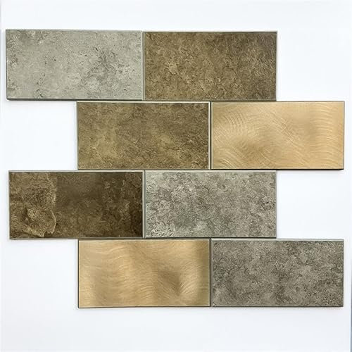 Set di 4 piastrelle adesive, 30,5 x 30,5 cm, in gres porcellanato dorato scuro, autoadesive per parete