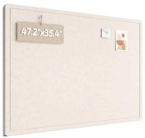 Fluxynara Filz Pinnwand 120 x 90 cm,Modernes Memoboard,Beige | Filz-Memoboard mit Klebepads – Korktafel-Alternative für Visionboards, Fotos & Notizen, Homeoffice und Kinderzimmer
