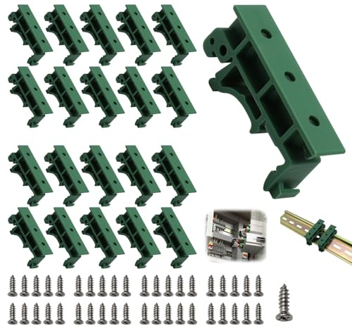 DIN-Schiene Adapter 10 Paar, 35mm DIN C45 Hutschiene Halterung mit Schrauben Set, Robust PA66 PCB Halter Leiterplatten Halter für Schaltschrank Industrie Montage Schnellmontage Standard DIN35
