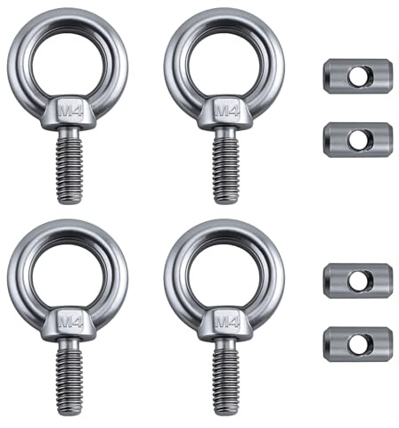 HIAHXC 4PCS Awning Rail Stoppers, Stainless Steel Awning Rails Track Hooks | M4×6mm Multipurpose Hanging Rings, Heavy-Duty Eyelet Tie Down Hardware Accessories for Caravan, Campervan, Motorhome, Tent