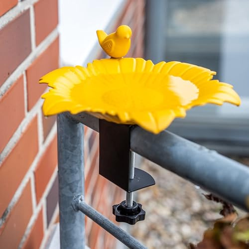 CJ Wildlife vogeltränke Balkon – Winterfest, trinkschale vögel – verstellbar mit Halteklemme – aus pflanzenbasiertem Material – platzsparend für kleine Balkone