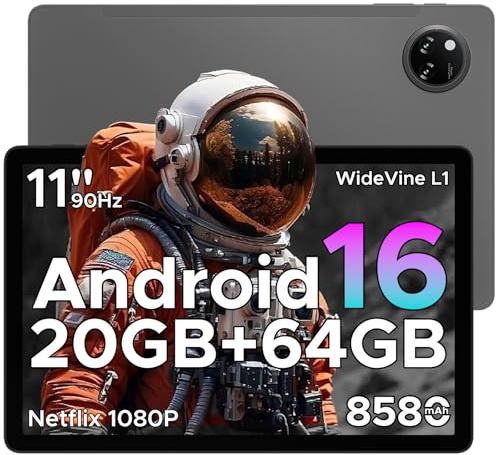 DOOGEETab TAB A9+ Android 16,11 Inch Tablet & Gemini AI, 8580mAh & T7200 Octa Core Android Tablets, 20GB+64GB/2TB, 90Hz,Eye Protection, Widevine L1|Face ID|13MP+5MP|5G WiFi|GPS|FM|OTG