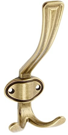 GTV - Grand patère Coruna - Surface : laiton antique - Hauteur : 158 mm - Largeur : 66 mm - Patère porte-manteau pour porte, salle de bain, cuisine, couloir, bureau, crochet en métal, crochets à