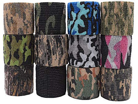 Chostky 12 Rolls Selbstklebende Au?envlies-Tarnb?nder - Woodland Camo - Rifle Wrap