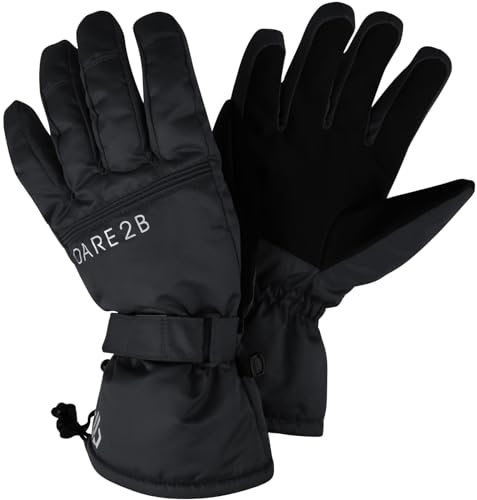 Dare 2b Herren Worthy Waterproof Breathable Insulated Ski and Snowboard Winter Glove with Adjustable Cuffs Handschuhe Kinder, Schwarz, L