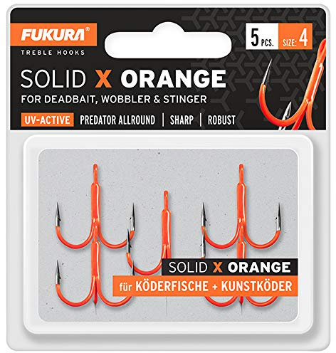 Fukura Solid X Orange Drillinge - Drillingshaken, Größe/Packungsinhalt:Gr. 4 / 5 Stück