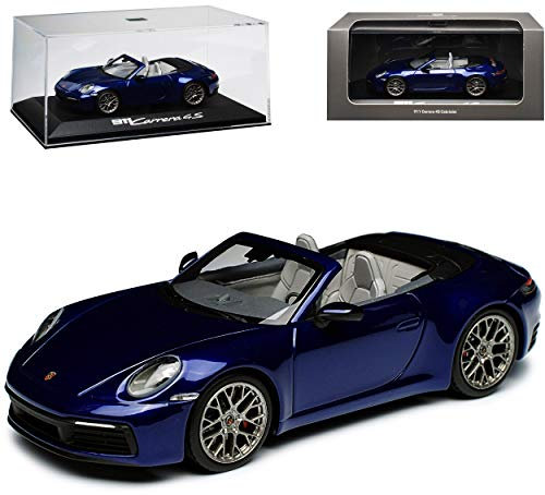 Minichamps Porsche 911 992 Carrera 4S Cabrio Enzian Blau Metallic Neue Generation Ab 2019 1/43 Modell Auto mit individiuellem Wunschkennzeichen