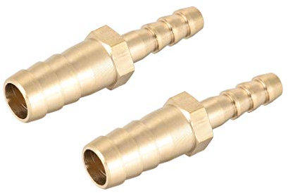 sourcing map Raccord Cannelé Tuyau Laiton Réducteur à Ardillon Droit Connecteur Coupleur Adaptateur Barb Tuyau ID 10mm x 6mm (2pcs)
