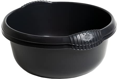 Plastic Colorful Washing Up Bowl Round Shape Kitchen Basin Sink 32cm - Mid-Night Black (Darkish Grey)
