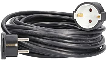 as - Schwabe Verlängerungsleitung 10 m mit Flachstecker - Verlängerungskabel mit Schutzkontaktstecker & Schutzkontaktkupplung - für den Innenbereich - extrem flach - 230V, 16A - IP20 - Schwarz, 51022
