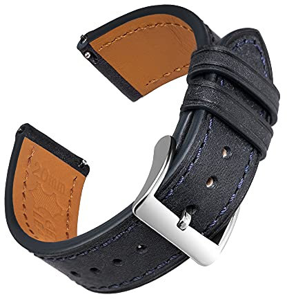 EACHE Uhrenarmband 22mm Leder Schnellverschluss, Italien Pueblo Top Grain Vintage Leder Uhrenarmbänder für Herren Navy Blue