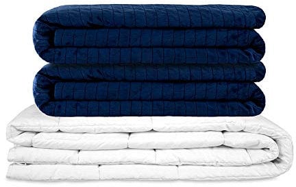Gravity TherapieDecke Gewichtsdecke - Set BLAU Winter Inkl. 2 Standard Bezüge aus kuscheligen warmen Nickistoff und Velours für Erwachsene/Jugendliche Für besseren Schlaf, Größe: 135x200 cm 10kg