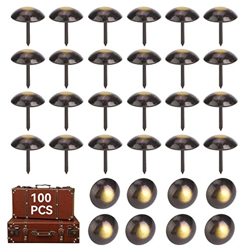 100 Pièces Clous de Tapissier, Clou Tapissier Bronze, Punaises Decoratives Vintage, Clous Décoratifs Clous Ameublement Punaises d'ameublement Rétro pour Canapés Fauteuils Lits Chaises