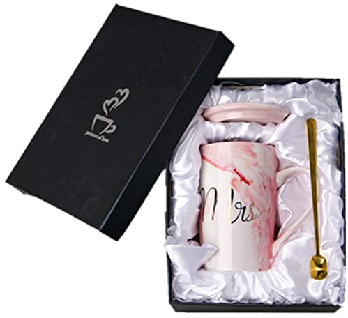 Tazze da Caffè Mr Mrs Set di tazze Grandi Tazza di Ceramica Regalo per Coppie Sposa Sposo Anniversario Nozze Compleanno Natale Festa del Papà Festa della Mamma (D 420ML Mrs)