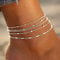 Bracelets de cheville en perles Boho Carifin Chaîne en argent multicouche Bracelets de cheville Brtacelets Accessoires de plage Bijoux de pied réglables pour femmes et filles