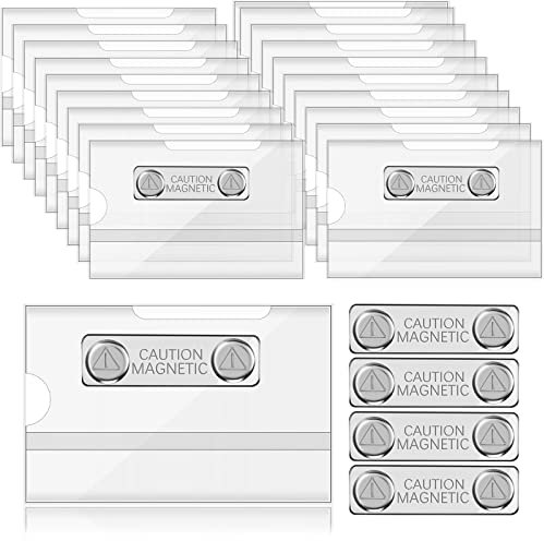 Magnetische Namensschilder Magnete Ausweishalter Magnete Ausweishüllen 3,5 x 2,1 Zoll Kartenhalter Namensschild mit Magnet für Schule Hochschulen Firma Arbeit Business (20)