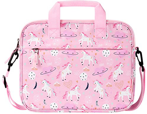 Choco Mocha 12.5 Zoll Kinder Tablet Tasche, Tablet Tasche Hülle für Fire HD 10 8, Fire 10 8 iPad, Kids Tablet Bag, Einhorn-rosa