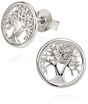 NKlaus Ohrstecker nklaus ohrstecker baum des lebens, für Damen, 2 Stück | anlaufgeschützt; Lebensbaum; 925 Silber; 925 Sterling Silber; rhodiniert; Silber; 10mm
