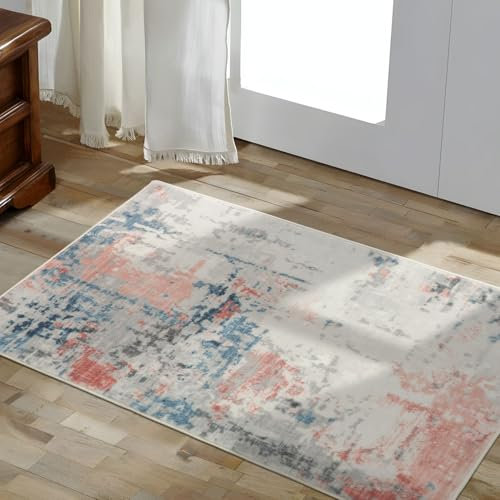 TALETA Fussmatte Innen, Kleiner Teppich Modern rutschfest Teppiche Waschbare tepich Kurzflor Weich Fussmatte innen grau, Teppich eingangsbereich innen für Ecke, Küche, Vor dem Bett - bunt, 50 x 80 cm