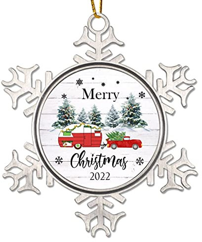 Weihnachtsschmuck für Kinder, LKW, Wohnmobil, Weihnachtsschmuck für Kinder, Schneeflocke, Weihnachtsschmuck für Baum, 7,6 cm, Metall-Schneeflocke, Weihnachtsdekoration für Vater, Mutter