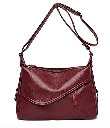 ADITAM Klassische Umhängetasche Damen Weiche Vintage Umhängetasche Damen Handtasche PU Leder Umhängetasche Einfache Tragetasche Unterarmtasche Rot Double The Comfort