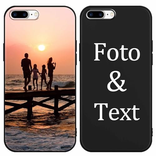 Yoedge Noir Coque Personnalisée pour Apple iPhone 7 Plus / 8 Plus 5,5, Personnalisable Housse Étuis avec Photo Image Texte Etui, Mince TPU Silicone Antichoc Protection Custom Cover Case
