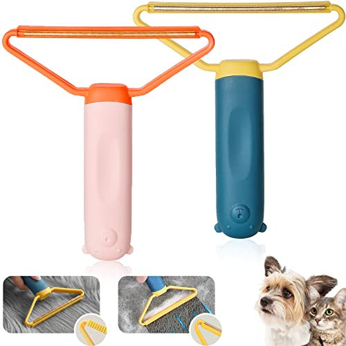 2 Stück Fusselentferner, Tragbarer Tierhaarentferner Katzenhaarentferner, Doppelseitig Magische Pfoten Fusselbürste Tierhaare, Lint Pet Hair Remover Kleiderbürste Entfussler für Kleidung Teppich
