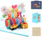 Pop-Up Karte Geburtstag Grußkarte,3D Geburtstagsgrusskarte,Happy Birthday Karte,Geburtstagskarten mit Umschlag und Notizkarte für Frau Mädchen Kinder Männlich Geschenk-Karte,15x15cm