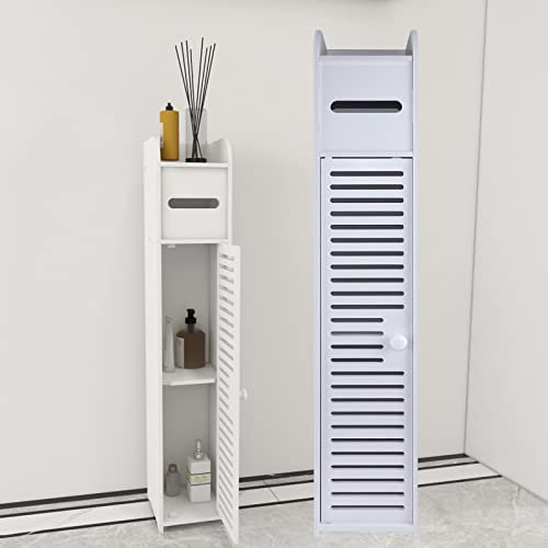 VickyHome Aufbewahrungsschrank Schrank Regal Weiß, Bad Schrank Stehend Badezimmer Regal Stehend Aufbewahrungs Organisator für Zuhause Schlanke Aufbewahrungsmöbel, L 16 cm x B 17 cm x H 81 cm