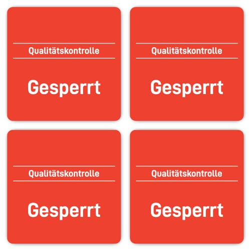 Aufkleber: 75x75 mm, 4 Stück - Qualitätskontrolle - Gesperrt