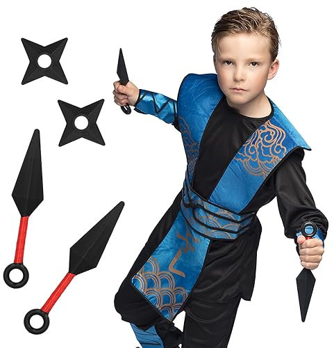 Boland 50432 - Ninja Waffen Set, 4-teilig, Wurfsterne und Kunai, Kostüm Accessoires, Dekoration, Zubehör für Faschingskostüme