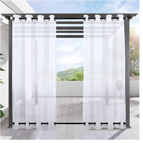 Tende Per Esterni Tende trasparenti for esterni Tenda da balcone impermeabile antivento Occhielli superiori e inferiori Tende for finestre in tulle for esterni da giardino Tresor (Color : White, Siz