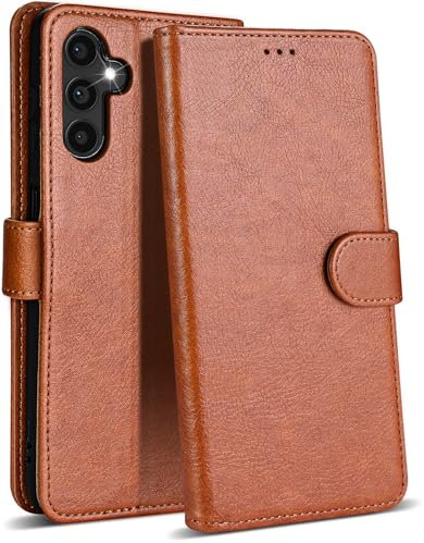 Case Collection for Samsung A25 5G Phone Case - Leather Folio Flip Kickstand Shockproof Cover with RFID Blocking Card Slots Wallet for Samsung Galaxy A25 5G Case Brown
