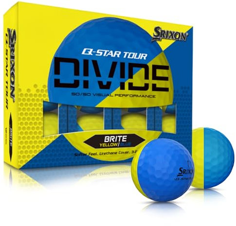 Srixon Q-STAR DIVIDE 12 Tour quality golf balls - Perfect for short game - FastLayer core - High ball compression, Yellow/Blue